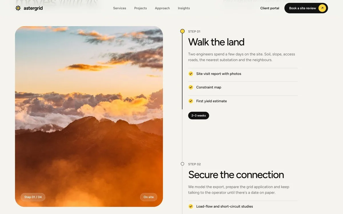 Astergrid: Sticky photo that changes with each step