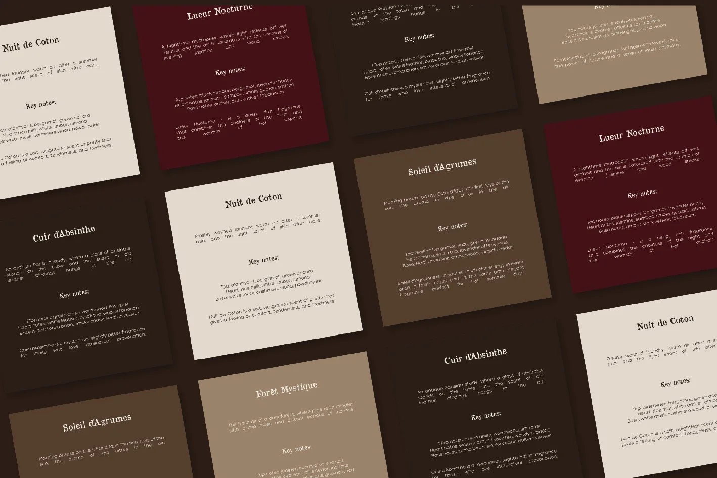 Auréole: Fragrance cards