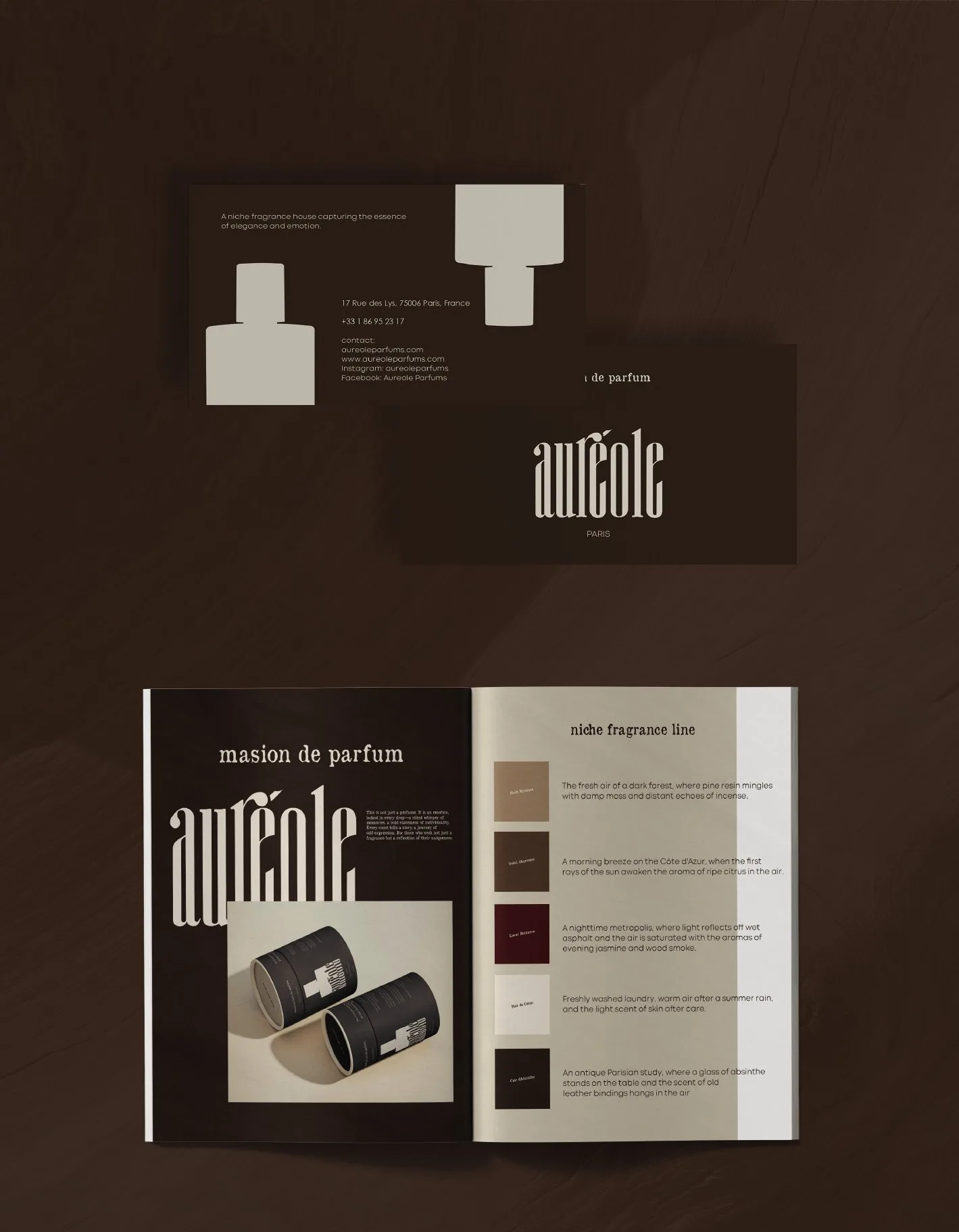 Auréole: Business cards and catalogue