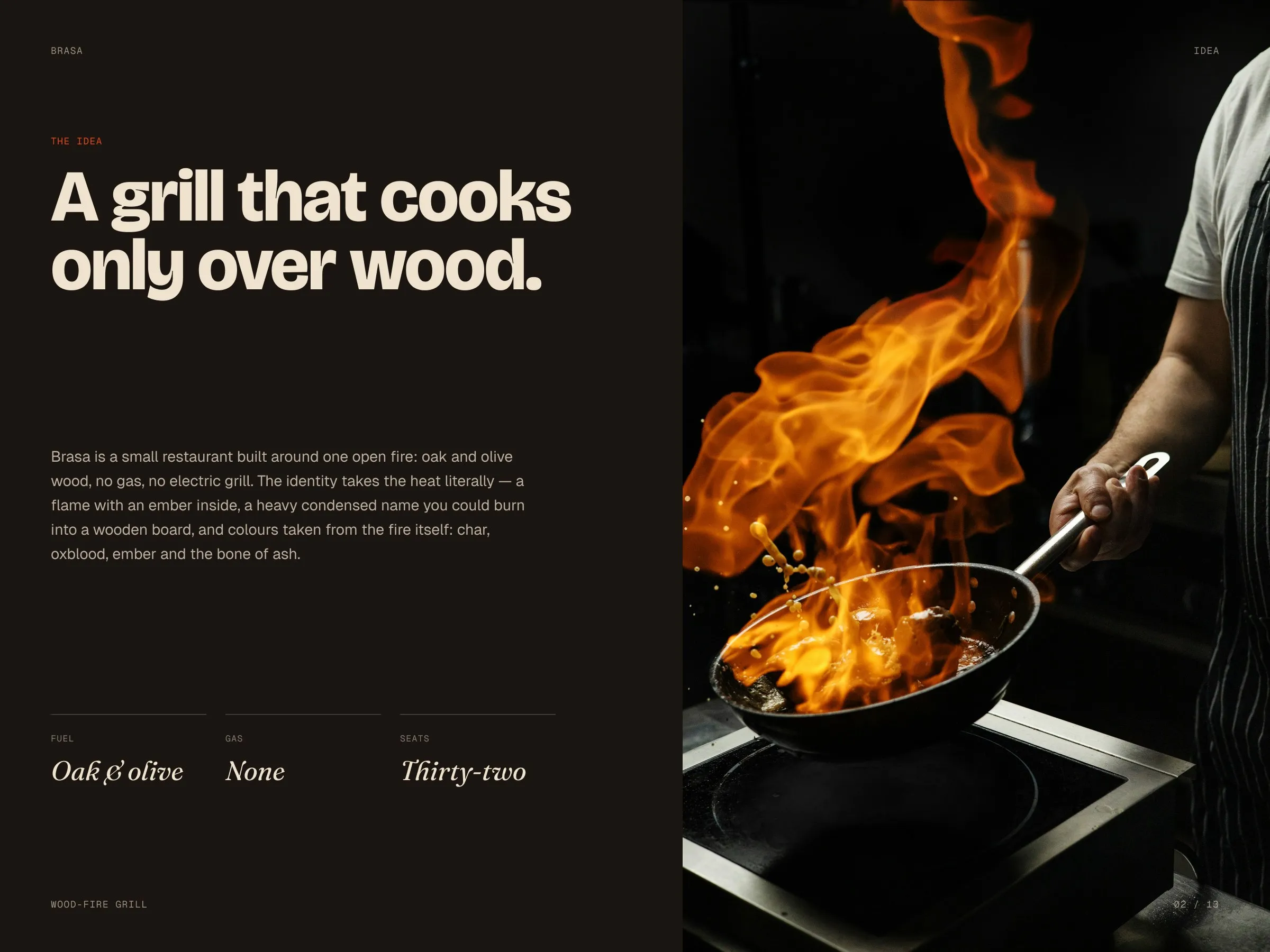 Brasa — Identity concept for a wood-fire grill restaurant