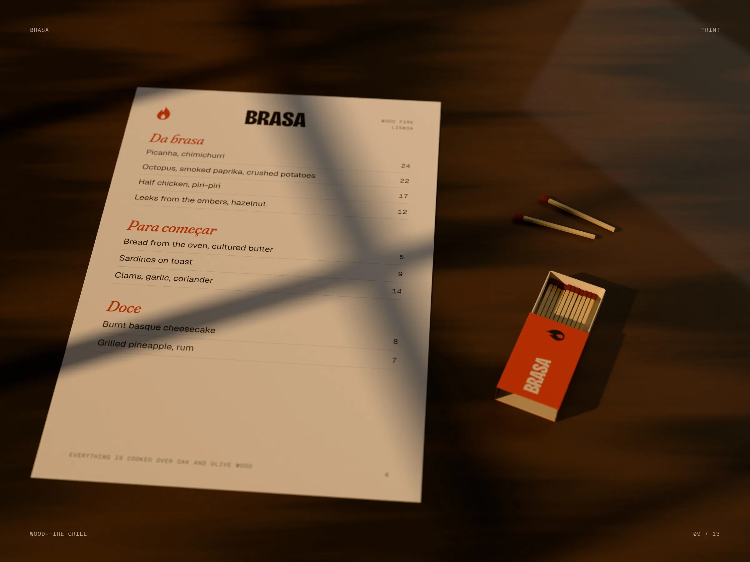 Brasa: Menu and matches