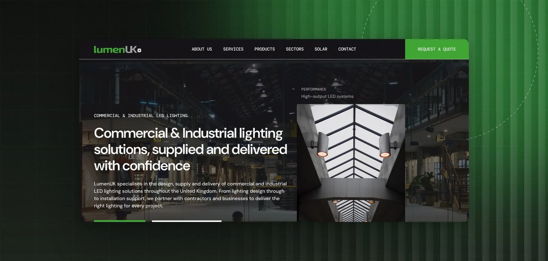 Lumen UK — Website for a commercial and industrial LED lighting supplier
