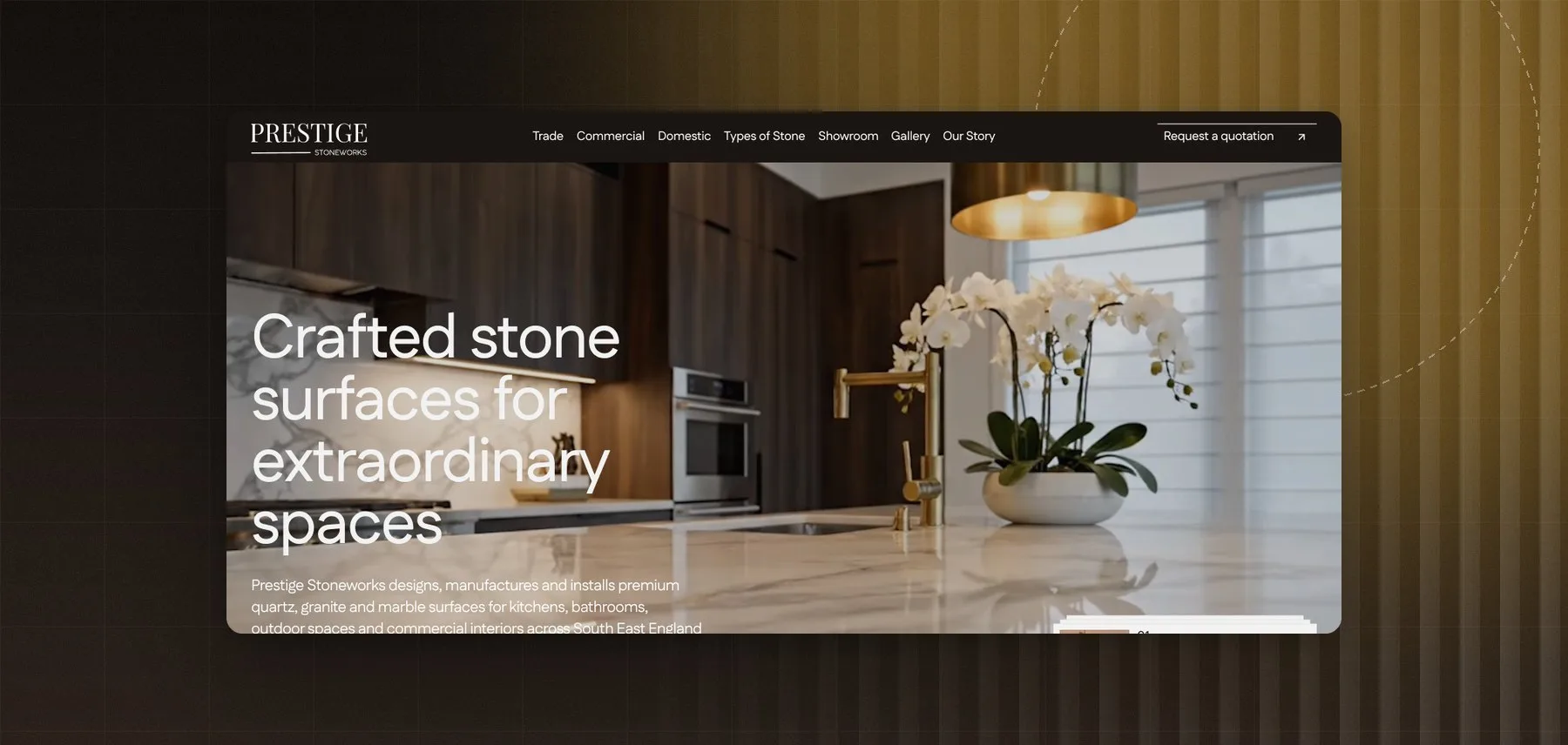 Prestige Stoneworks — Website for a maker of premium stone surfaces
