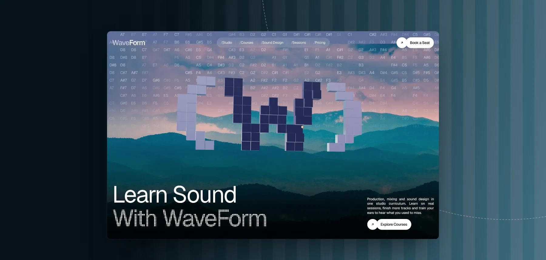 WaveForm — Website for a sound production school, built in WebGL