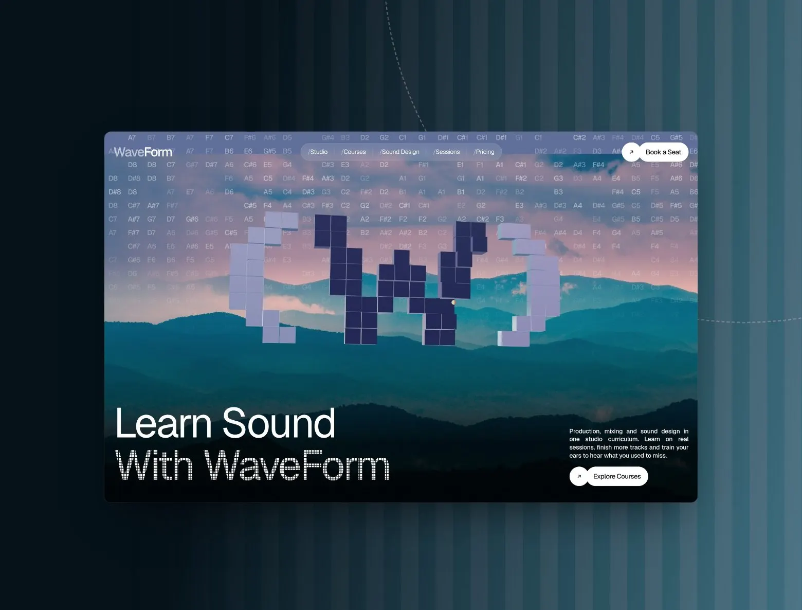 WaveForm — Website for a sound production school, built in WebGL
