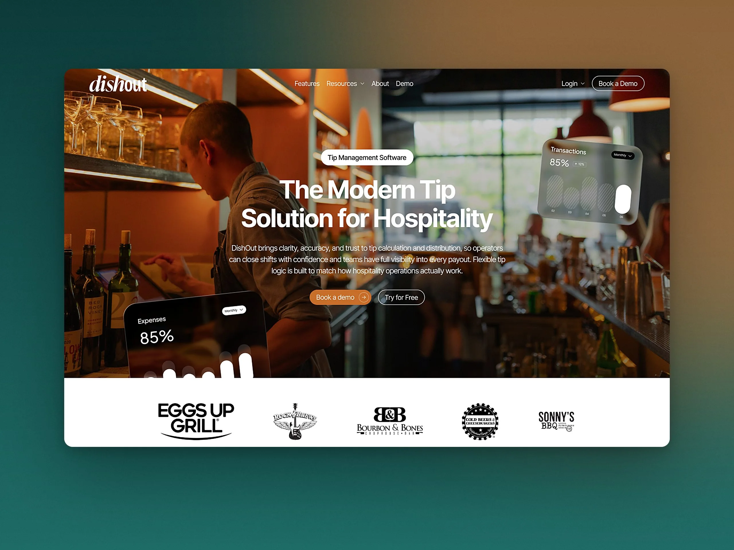 Dishout: Homepage — first screen