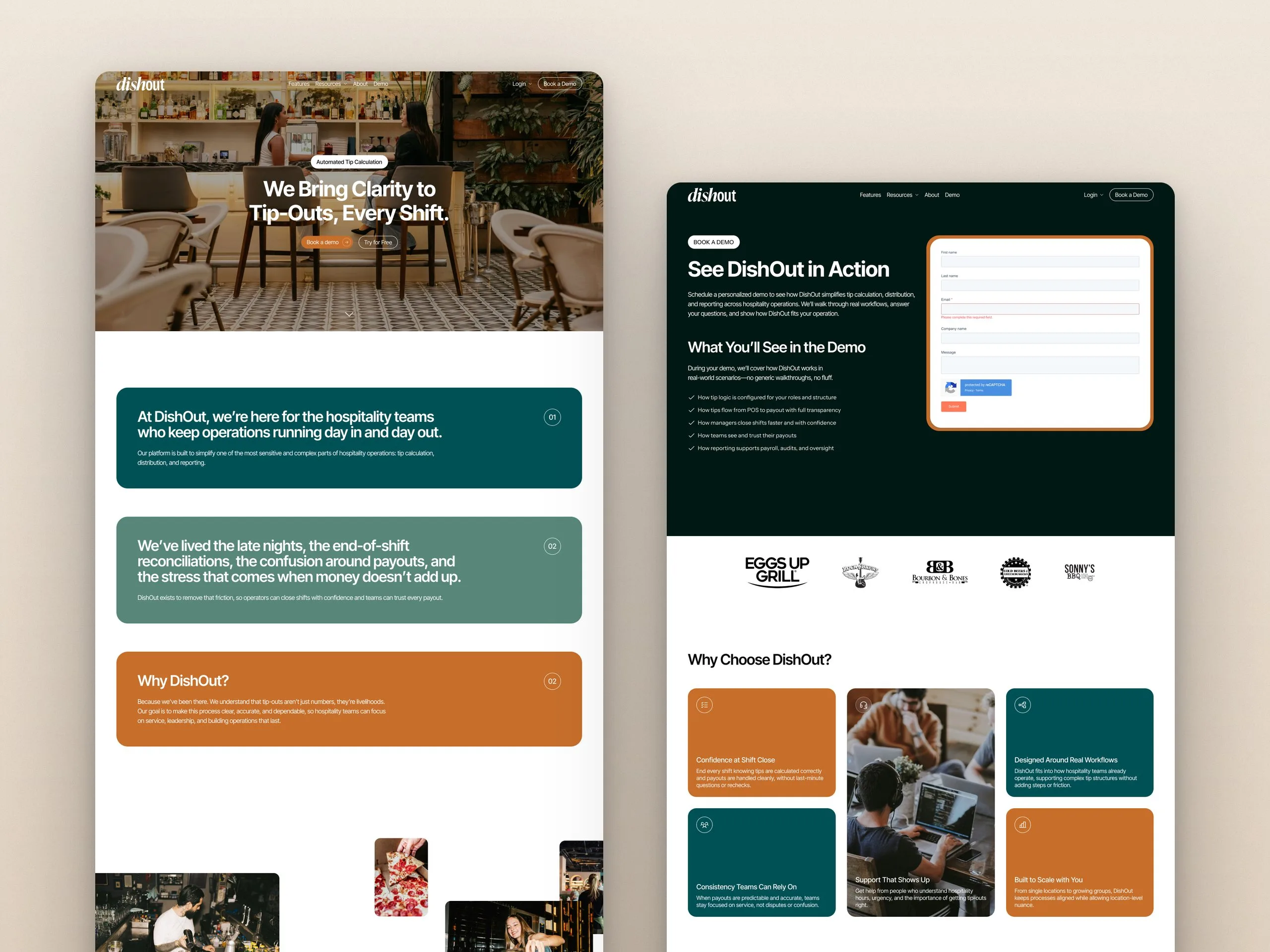 Dishout: About and demo booking