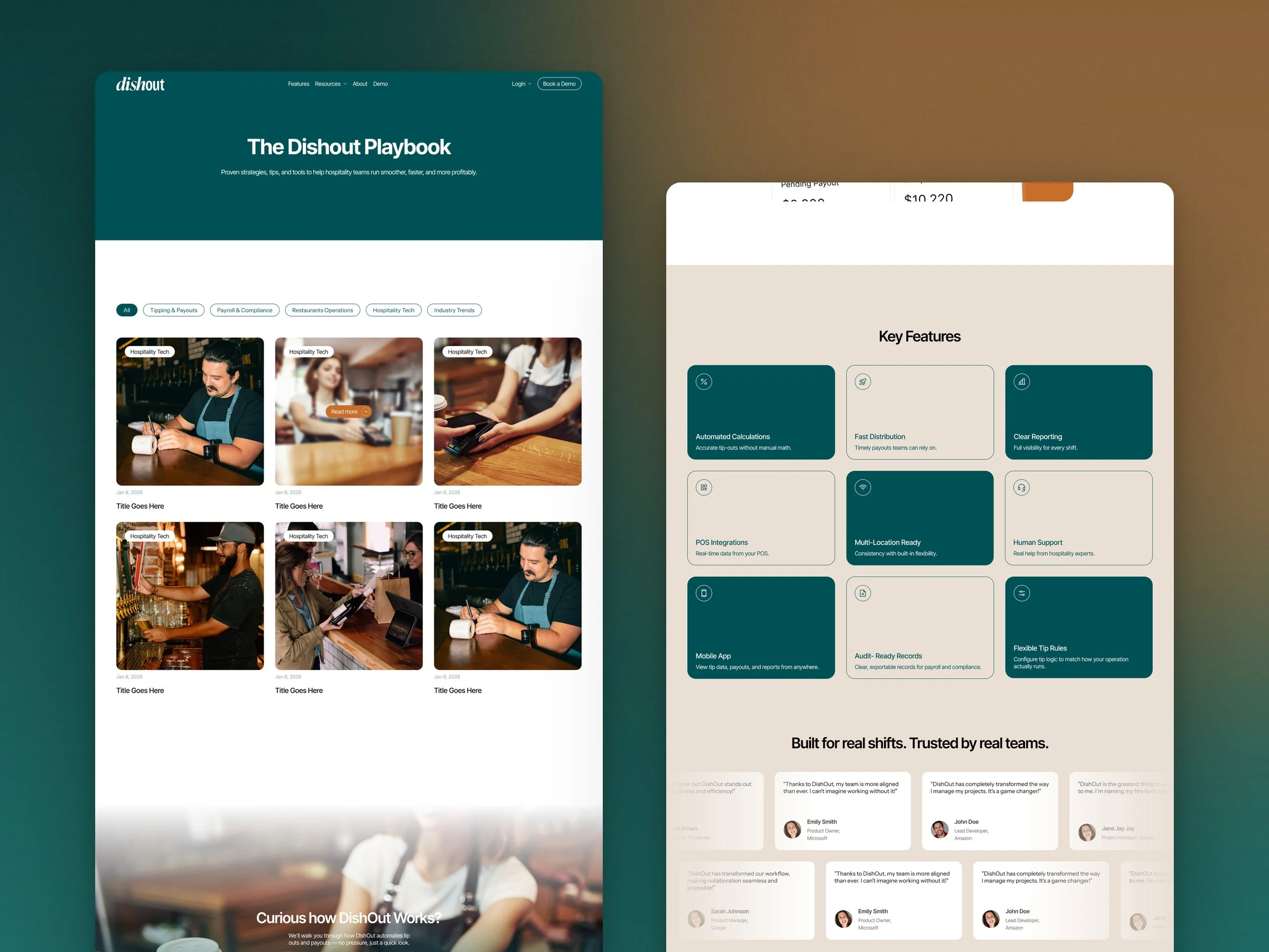 Dishout: Blog and key features