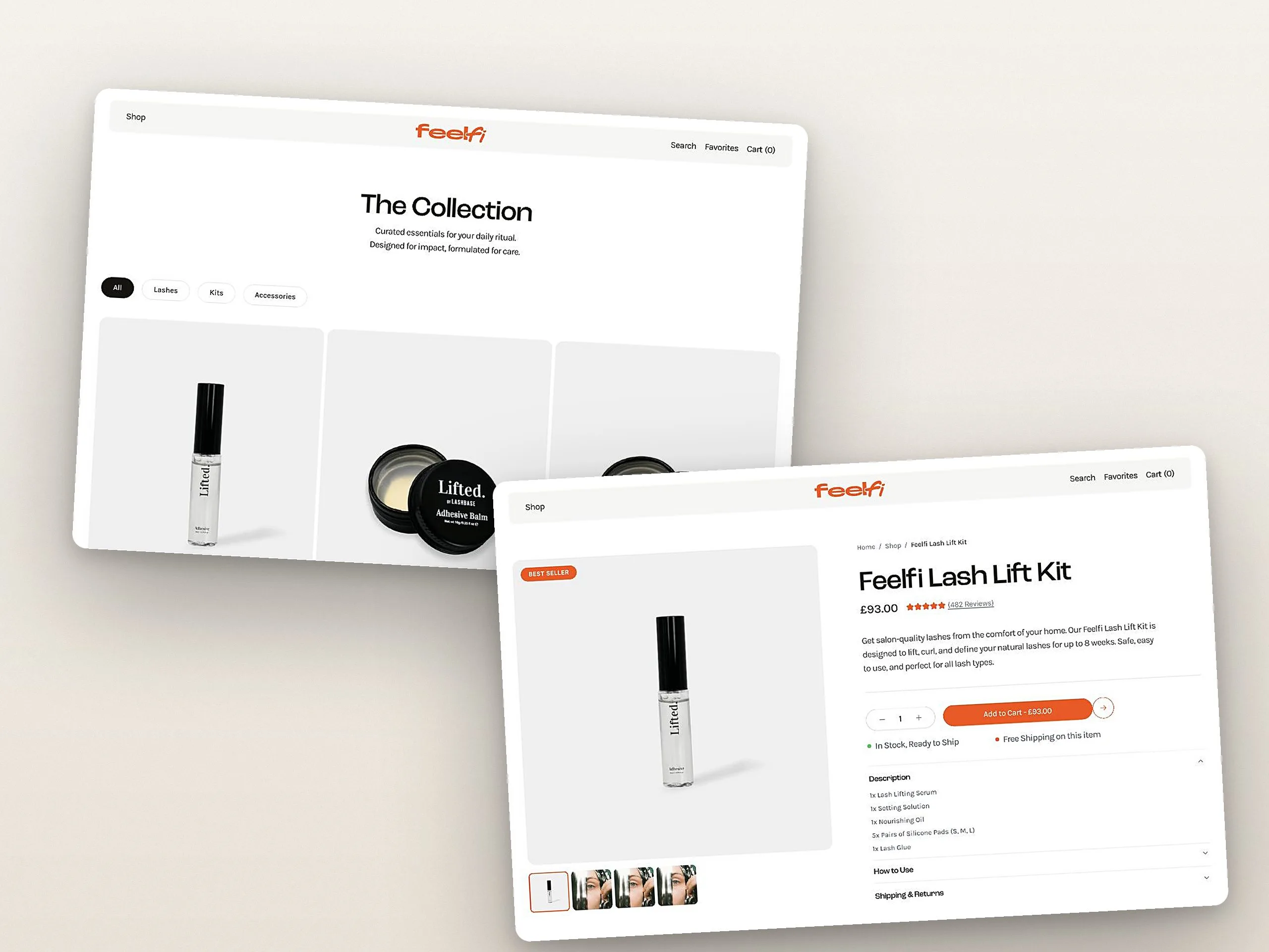 Feelfi: Collection and product page
