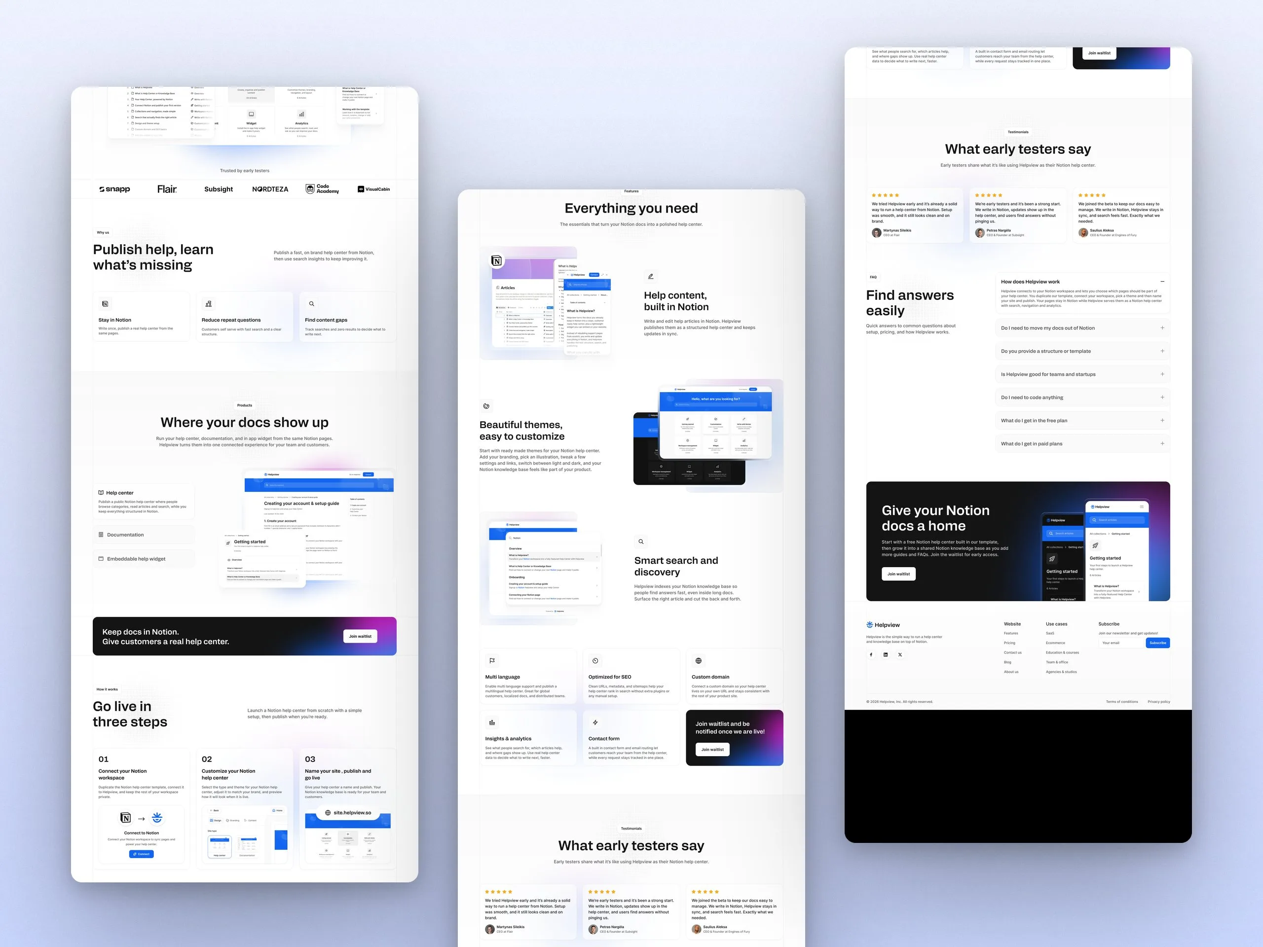 Helpview: Homepage — the full scroll