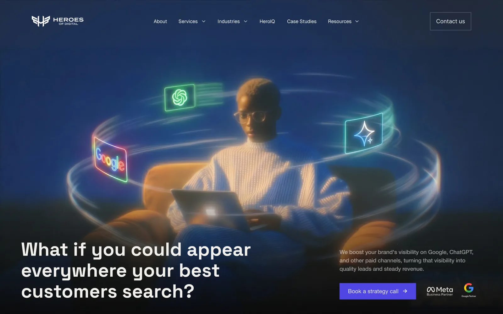 Heroes of Digital: first screen of the homepage