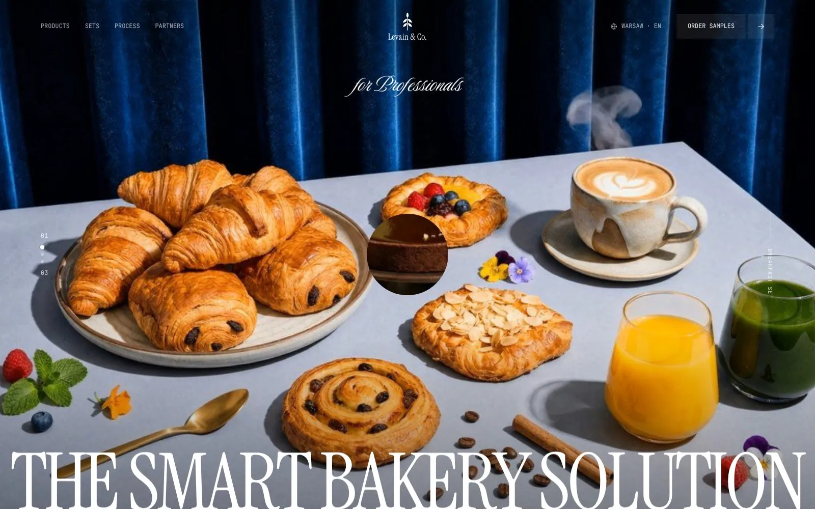 Levain & Co. — A landing page for a bakery supplier that delivers frozen pastry, desserts and pantry goods to hotels, cafés and restaurants.