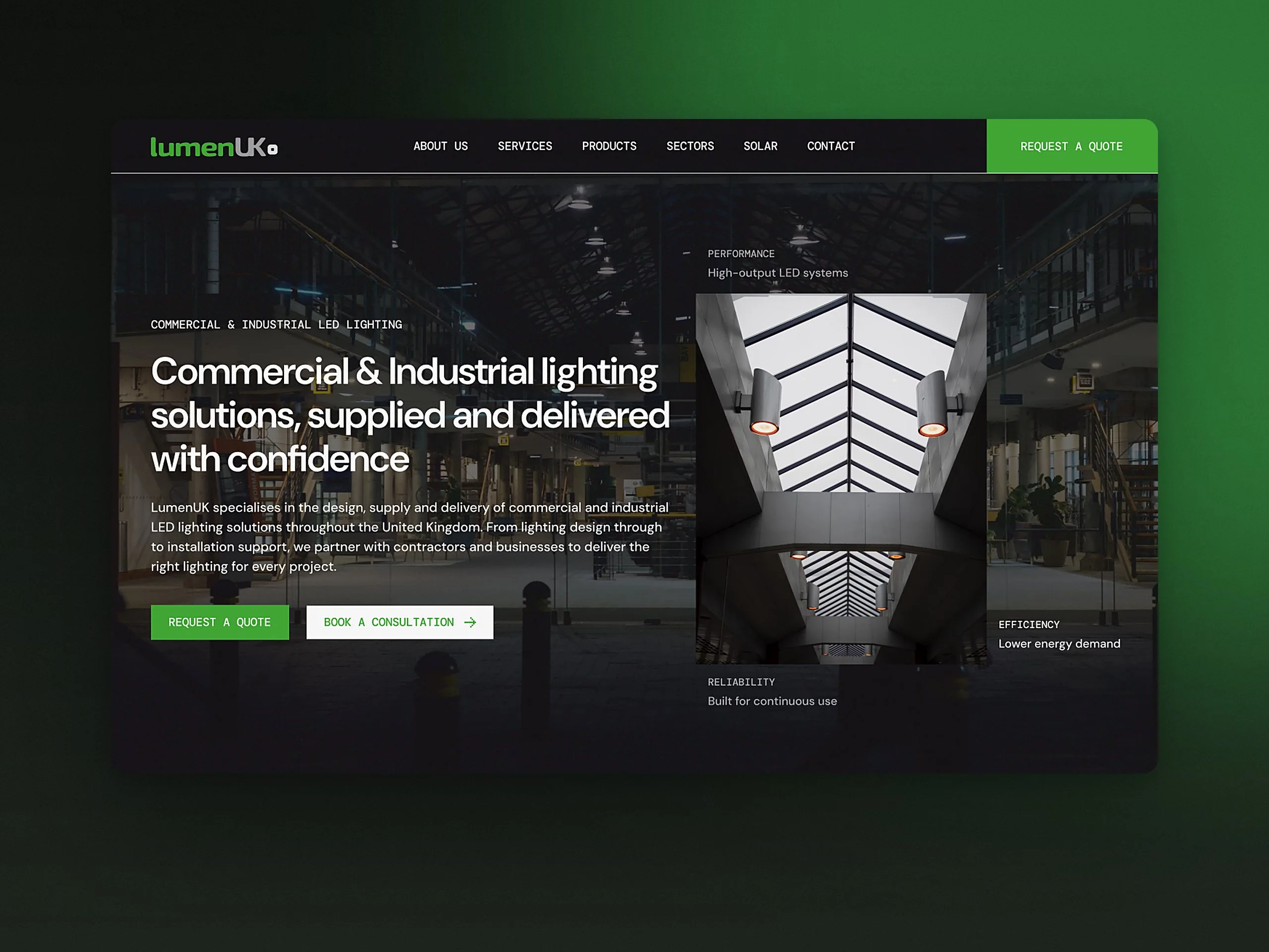 Lumen UK: Homepage — first screen