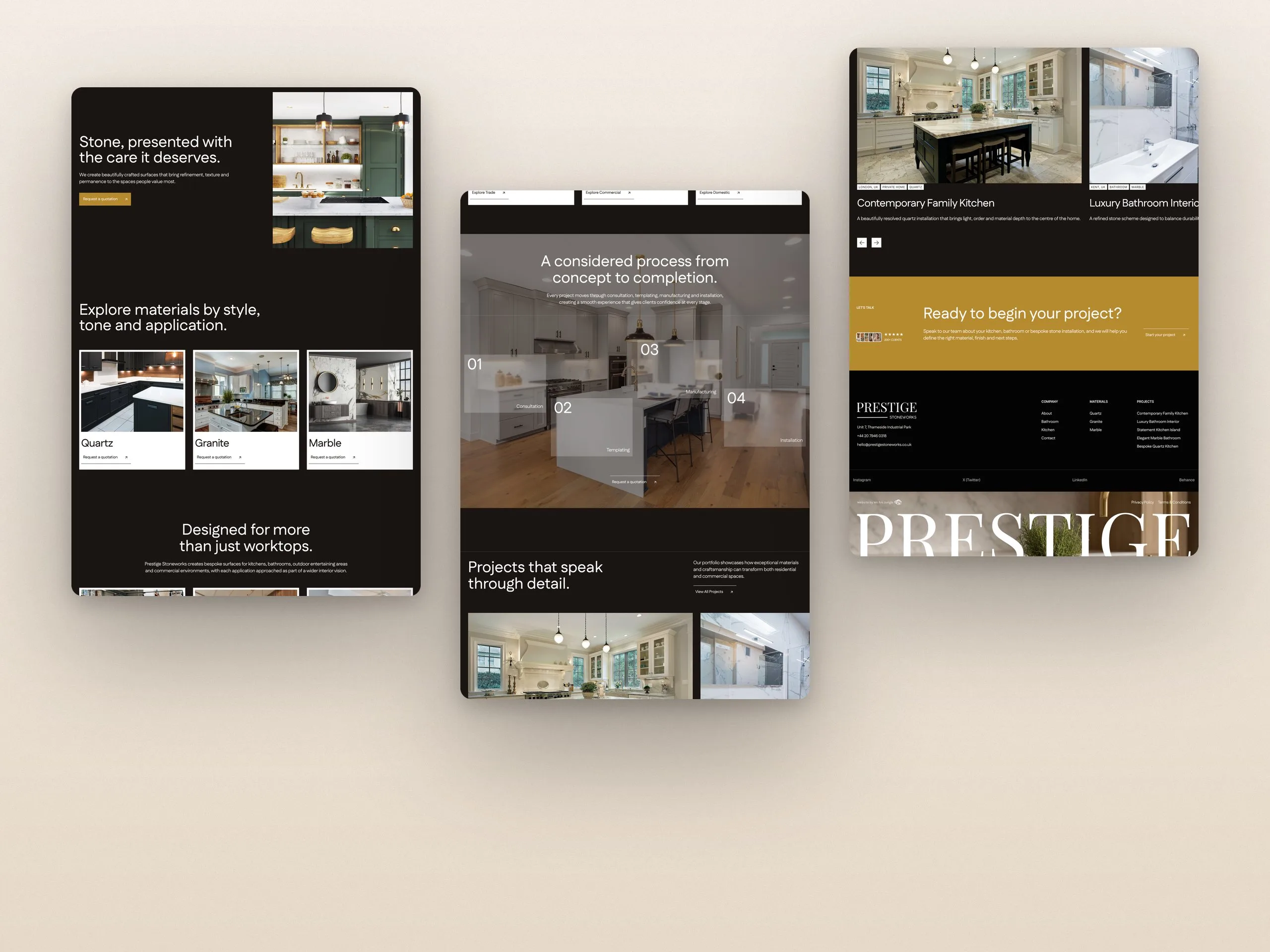 Prestige Stoneworks: Homepage — the full scroll
