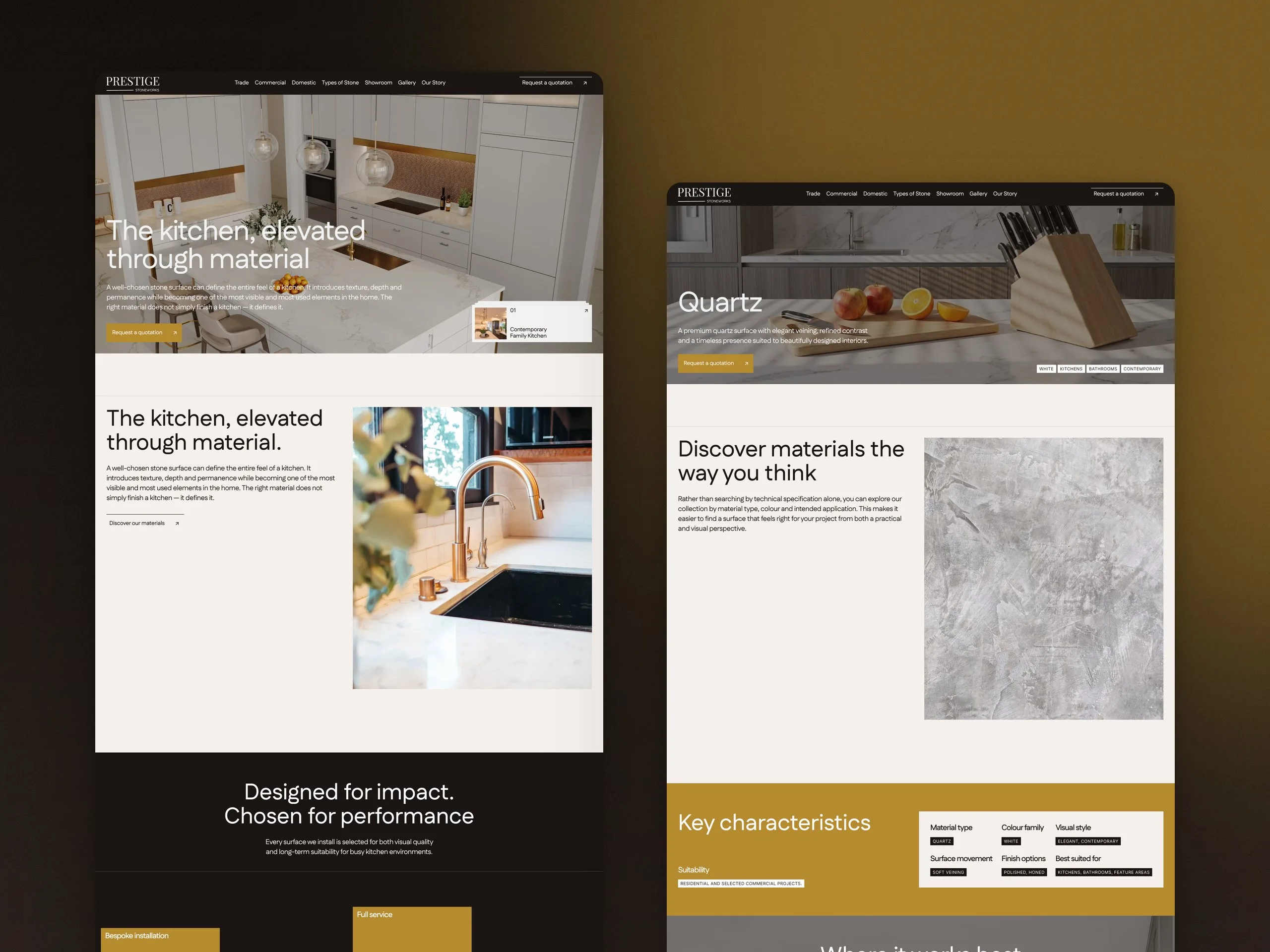 Prestige Stoneworks: Kitchen and material pages