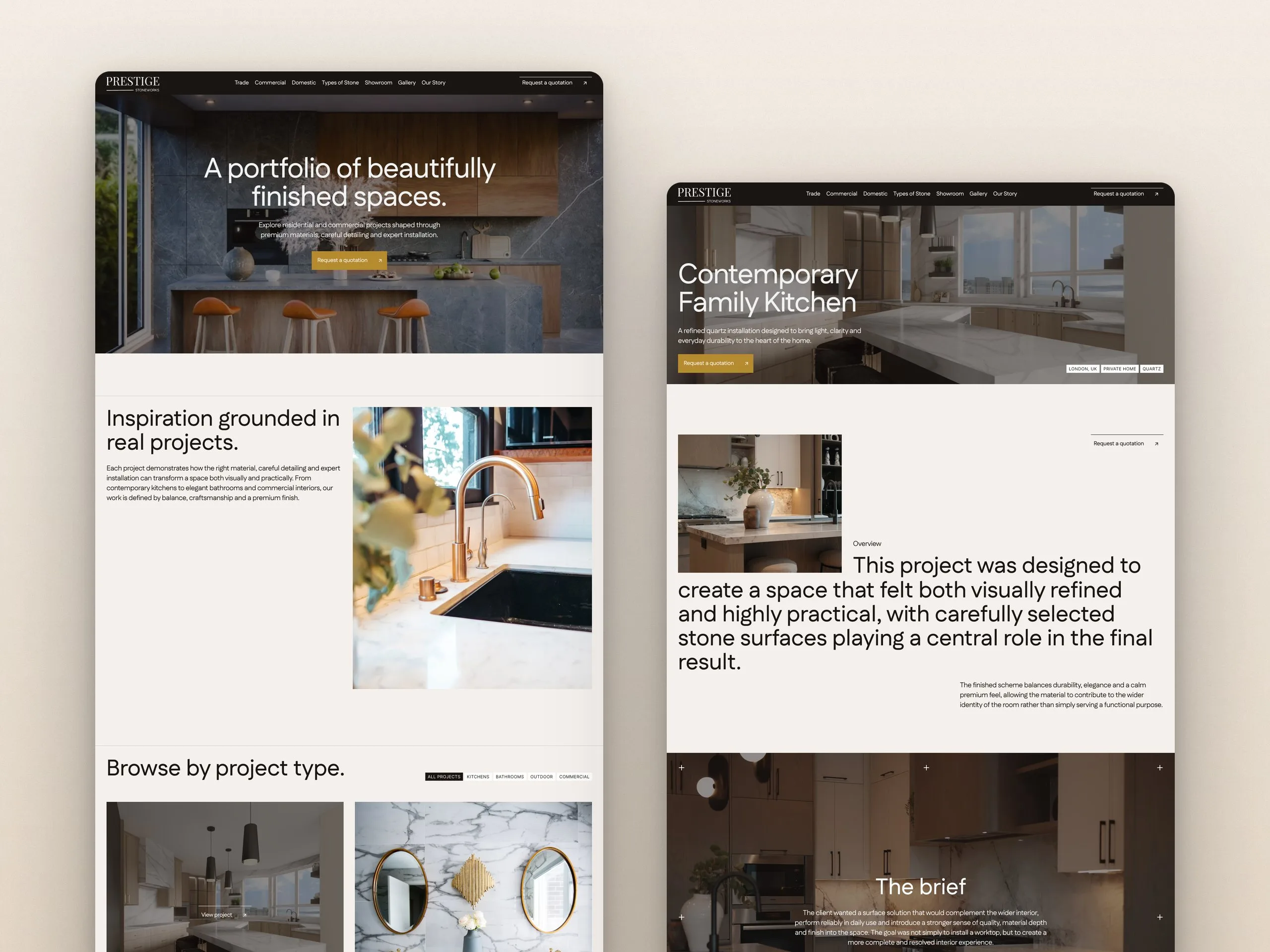 Prestige Stoneworks: Projects and a project page