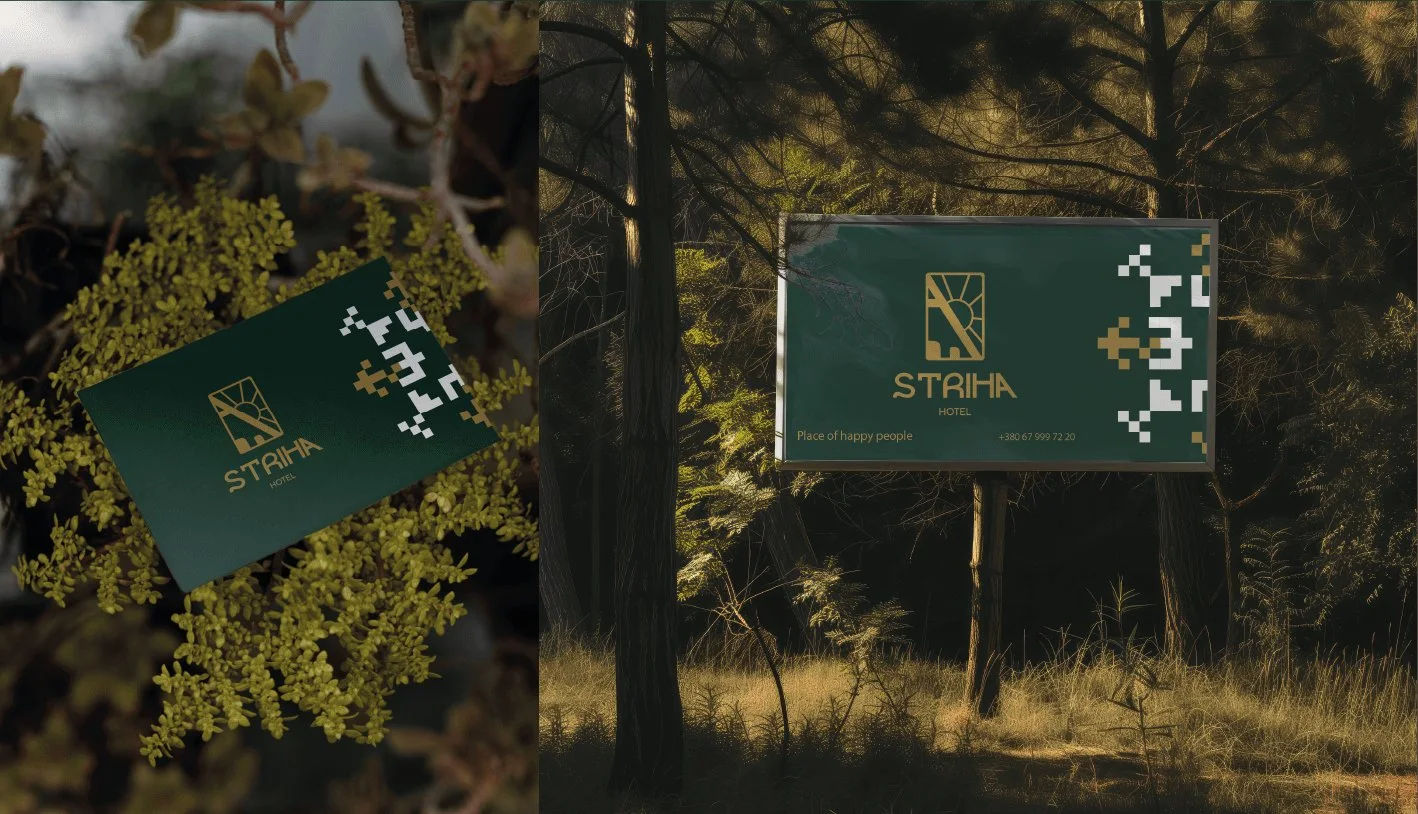 STRIHA: Business card and roadside sign