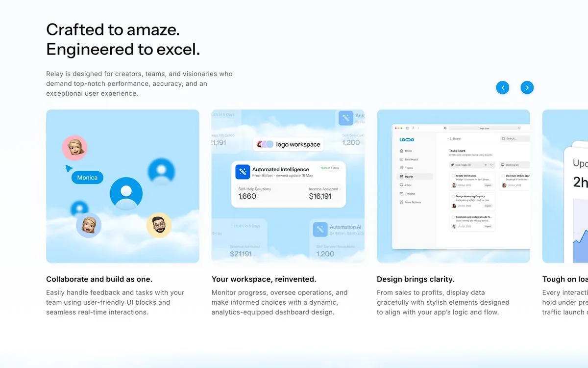 Relay: An endless carousel with charts that draw themselves