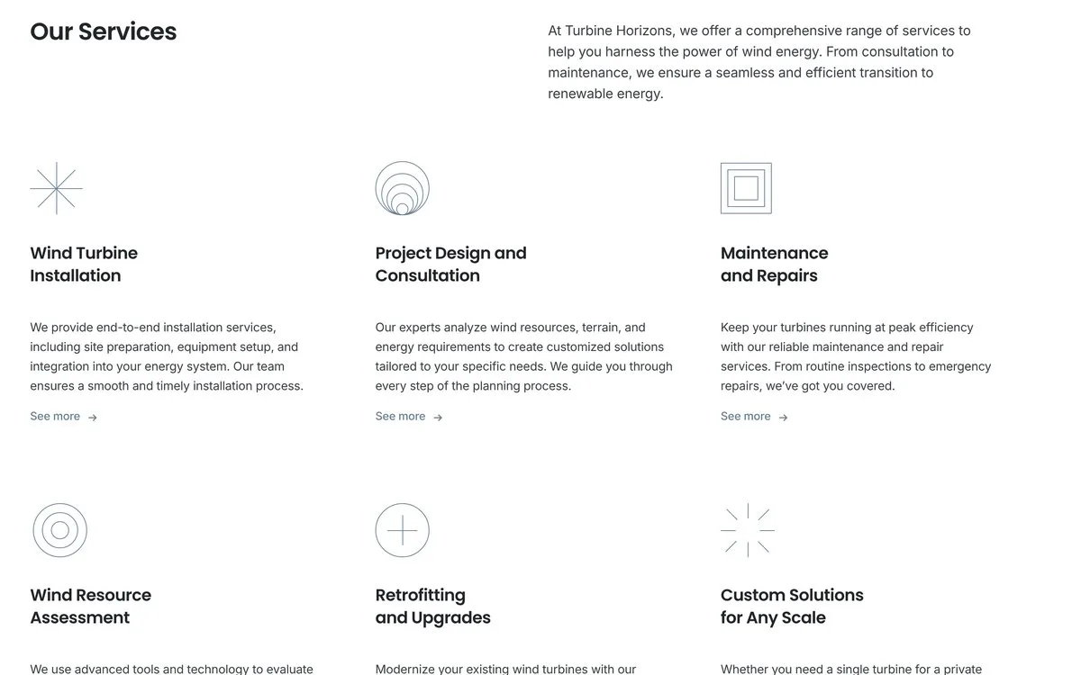 Turbine Horizons: Service icons that draw themselves