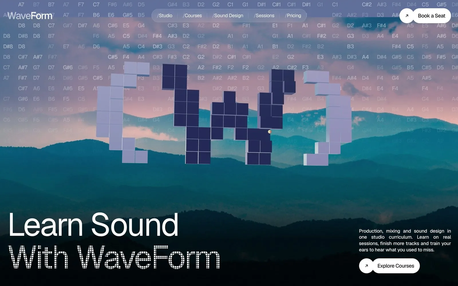 WaveForm: first screen of the homepage
