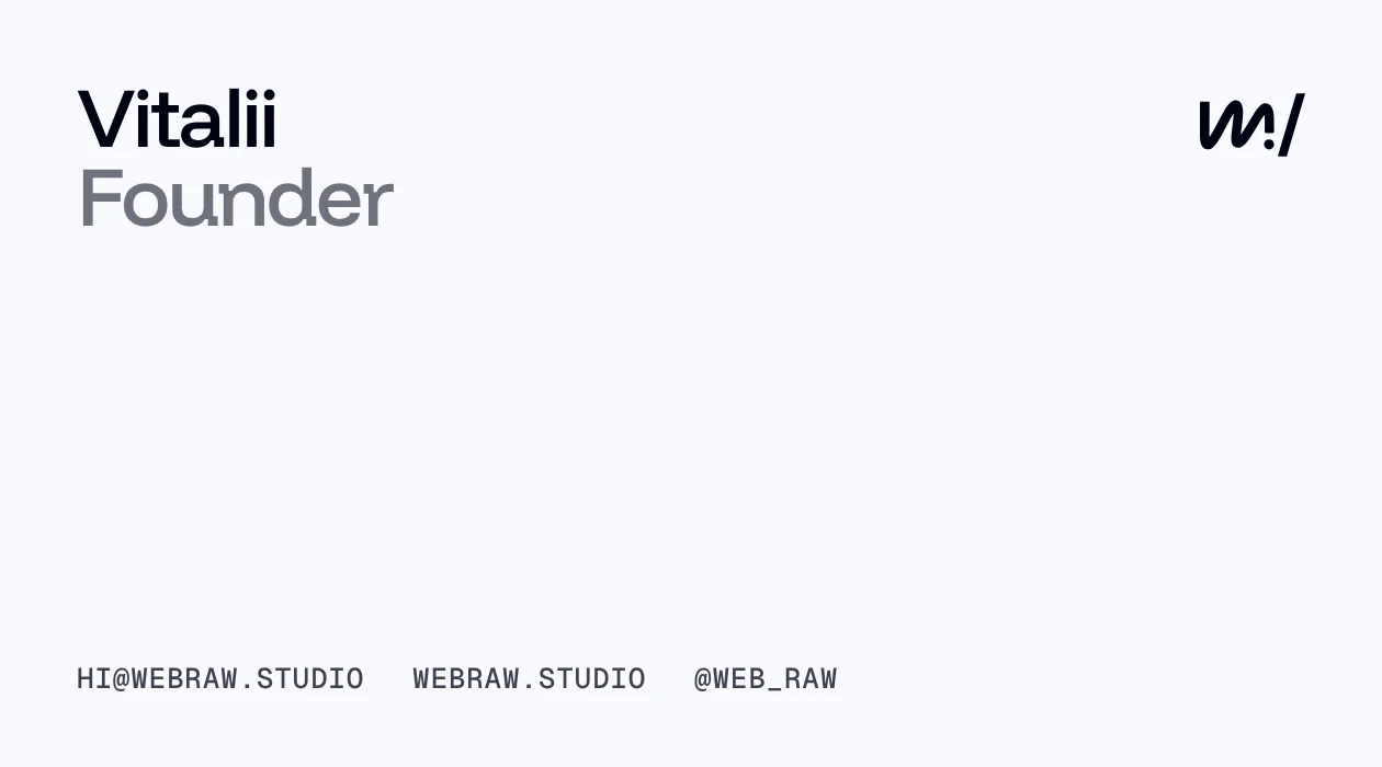 web.raw/studio — business card, back